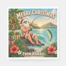 Santa Fishing in Hawaii Shirt Christmas