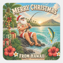 Santa Fishing in Hawaii Shirt Christmas