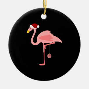 Santa Flamingo - Christmas Flamingo Ceramic Ornament