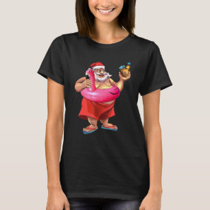 Santa Flamingo Float Pool Party Summer Vacation Bo T-Shirt