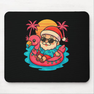 Santa Flamingo Float Summer Beach Cute Christmas I Mouse Pad