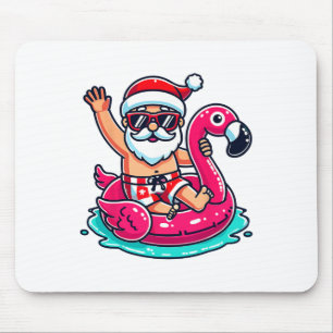 Santa Flamingo Floatie Beach Funny Christmas In Ju Mouse Pad