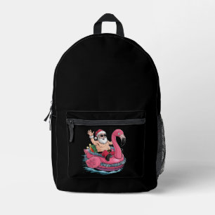 Santa Flamingo Floatie Christmas In July Summer Printed Backpack