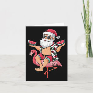 Santa Flamingo Floatie Christmas In July Watermelo Card