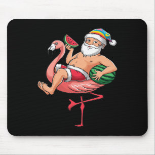 Santa Flamingo Floatie Christmas In July Watermelo Mouse Pad