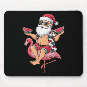 Santa Flamingo Floatie Christmas In July Watermelo Mouse Pad