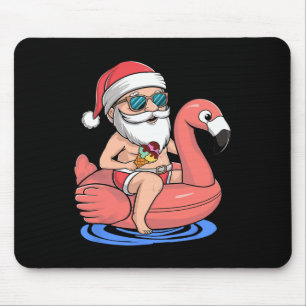 Santa Flamingo Floatie Funny Christmas In July Sum Mouse Pad