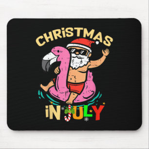 Santa Flamingo Floatie Funny Christmas In July Sum Mouse Pad