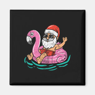 Santa Flamingo Floatie Funny Xmas In July Summer C Magnet