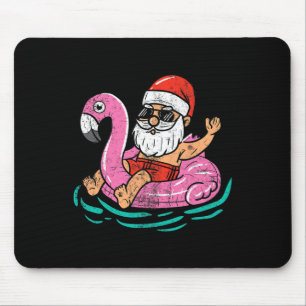 Santa Flamingo Floatie Funny Xmas In July Summer C Mouse Pad