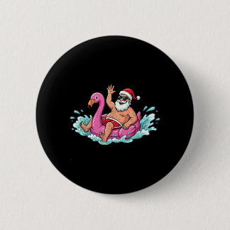Santa Flamingo Floatie Summer Summer Xmas Men 6 Cm Round Badge