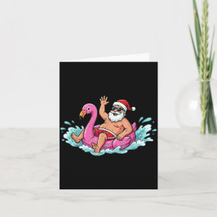 Santa Flamingo Floatie Summer Summer Xmas Men Card