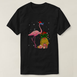 Santa Flamingo Hawaiian Pineapple Christmas Gifts T-Shirt