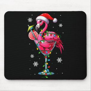 Santa Flamingo On Tail Gles Christmas Colorful Lig Mouse Pad