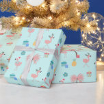 Santa Flamingo Pattern Fun AquaTropical Christmas Wrapping Paper<br><div class="desc">NewParkLane - Tropical Christmas Wrapping paper,  featuring a fun colourful pattern of pink flamingo's wearing Santa hats,  with palm trees,  pineapples and presents,  against a aqua blue / turqoise background.

Check out this collection for matching items! Do you have specific personal design wishes? Feel free to contact me!</div>