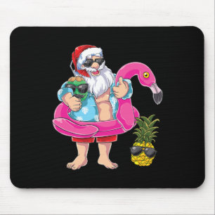 Santa Flamingo Pineapple Beach Holiday Christmas I Mouse Pad