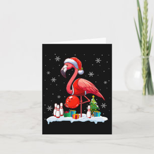 Santa Flamingo Playing Bowling Xmas Player Lover K Card