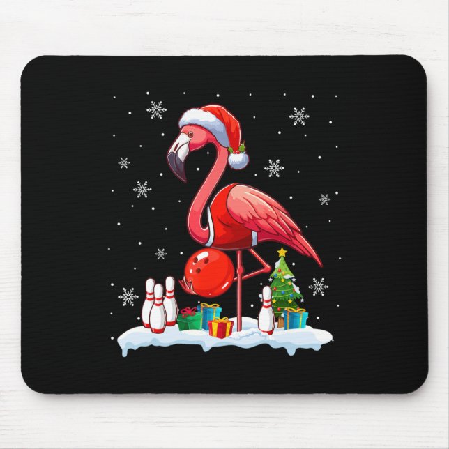 Santa Flamingo Playing Bowling Xmas Player Lover K Mouse Pad (Front)