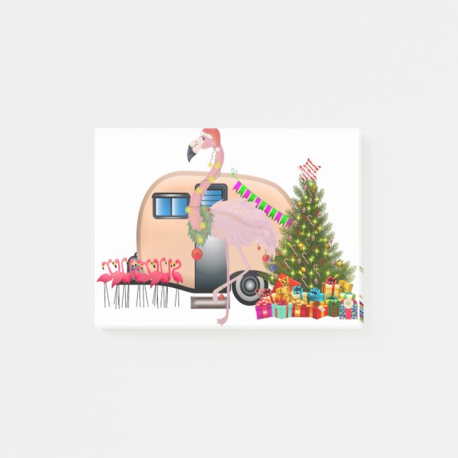 santa flamingo trailer post-it notes (Front)