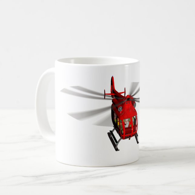 Santa Flies Helicopter Coffee Mug (Front Left)