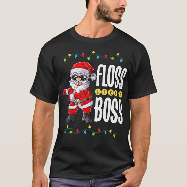 Santa Floss Like A Boss Christmas Boys Kids Xmas T-Shirt (Front)
