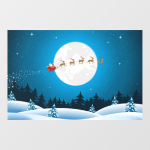 Santa Flying Sleigh Window Cling