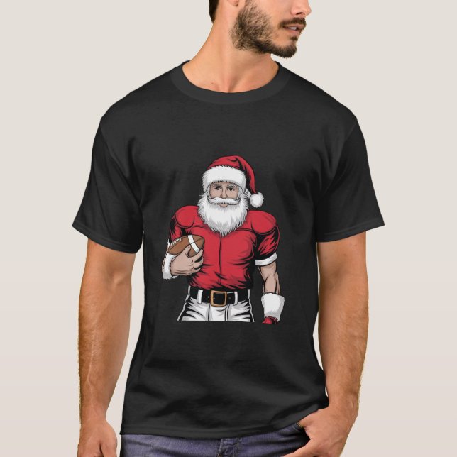 Santa Football Christmas For Kids Boys Men Xmas Fo T-Shirt (Front)