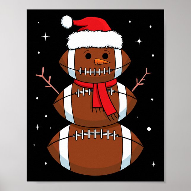 Santa Football Snowman Sports Ball Men Boys Christ Poster (Front)