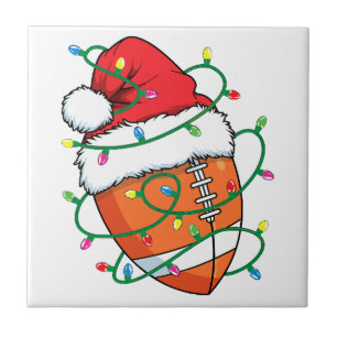 Santa Football Sports Ball Men Boys Christmas Xmas Ceramic Tile