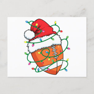 Santa Football Sports Ball Men Boys Christmas Xmas Holiday Postcard