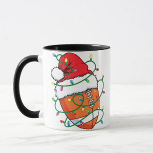 Santa Football Sports Ball Men Boys Christmas Xmas Mug