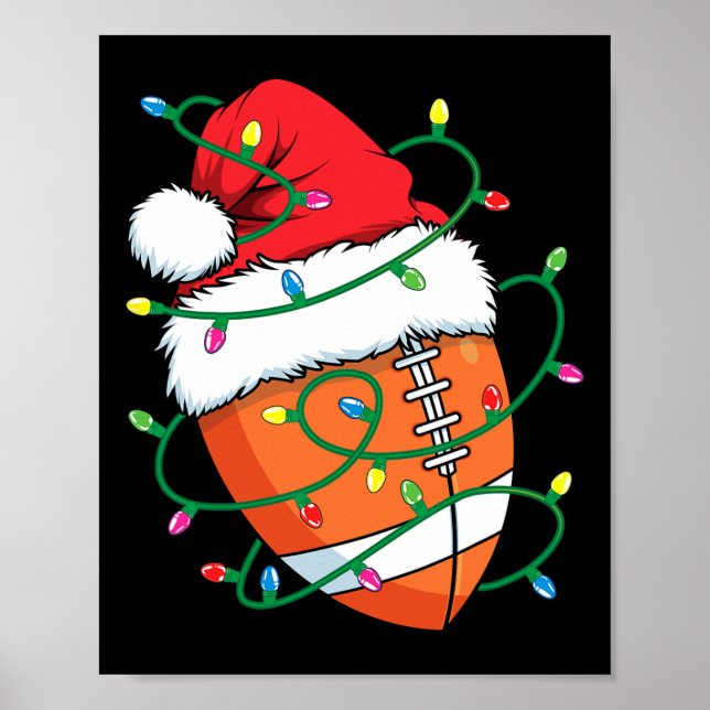 Santa Football Sports Ball Men Boys Christmas Xmas Poster (Front)