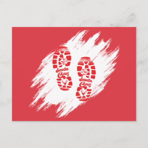 Santa Footprint Holiday Postcard