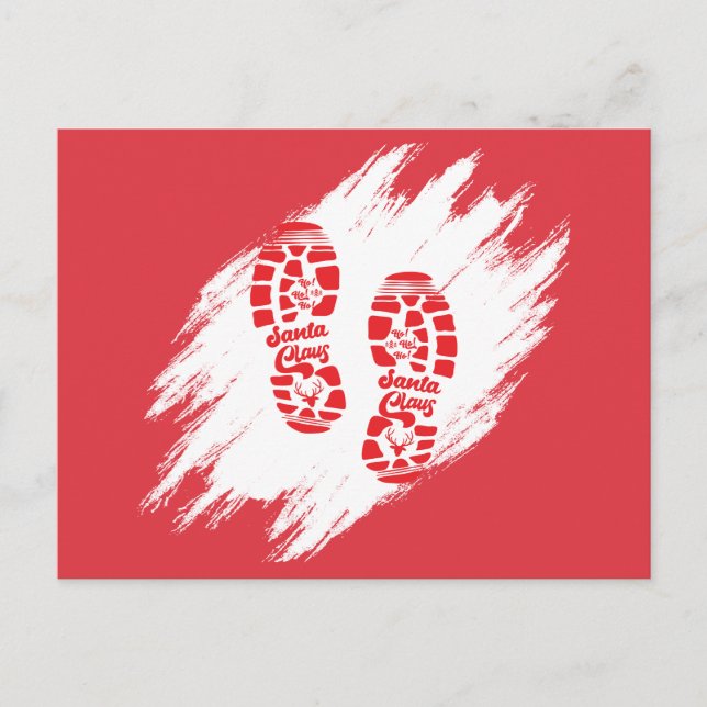 Santa Footprint Holiday Postcard (Front)