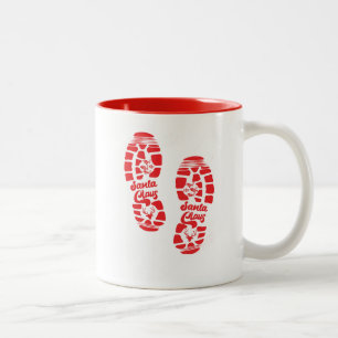 Santa Footprint Two-Tone Coffee Mug