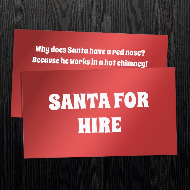 Santa for Hire Joke Business Card (Santa Business Cards (Red))