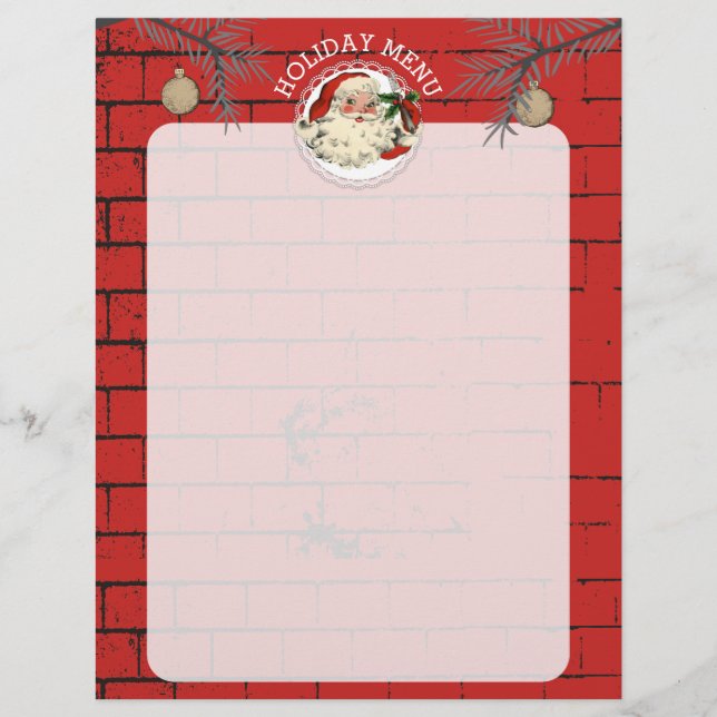 Santa fork brick Christmas holiday menu letterhead (Front)