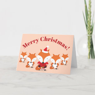 Santa Fox Animal Merry Christmas Holiday Card