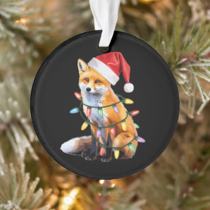 Santa Fox Christmas Light Fox Lover Christmas Gift Ornament