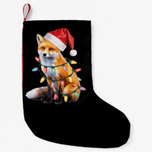 Santa Fox Christmas Light Fox Lover Christmas Gift Small Christmas Stocking