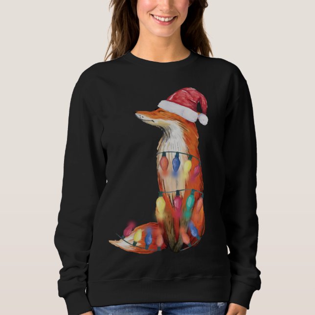 Santa Fox Christmas Lights Fox Lover Christmas Gif Sweatshirt (Front)