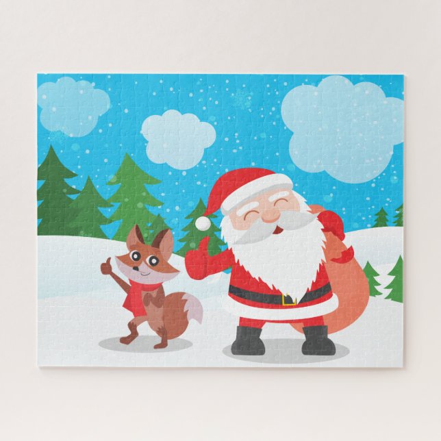 Santa & Fox Christmas Snow Puzzle (Horizontal)