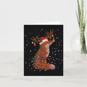Santa Fox Tangled Up In Christmas Tree Lights Foxe Card