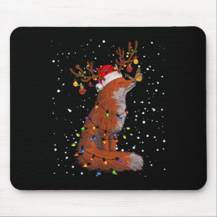 Santa Fox Tangled Up In Christmas Tree Lights Foxe Mouse Pad