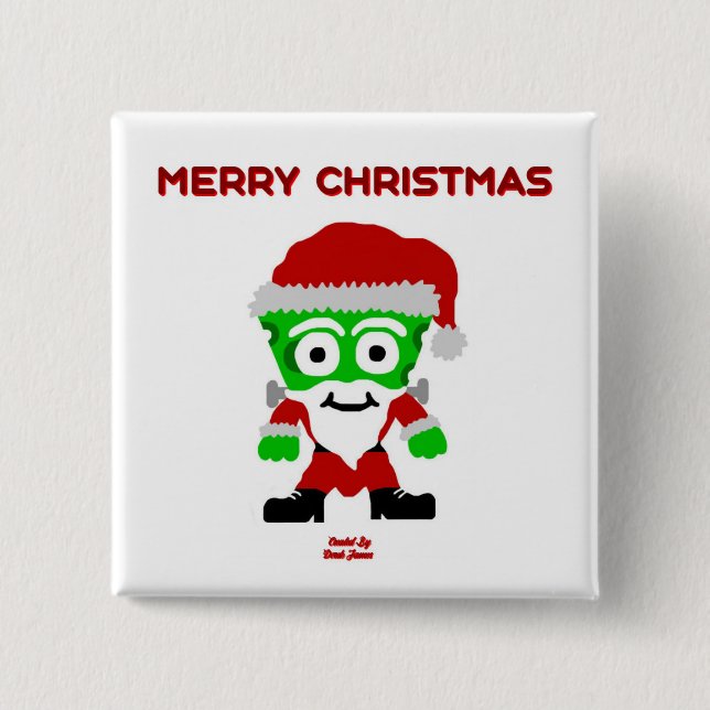 Santa FrankenCheese 2 Inch Square Button (Front)