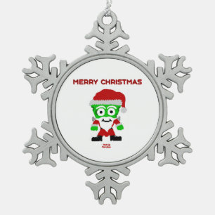Santa FrankenCheese Pewter Snowflake Ornament