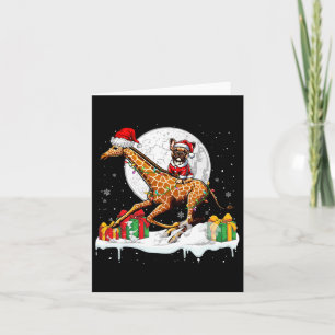 Santa French Bulldog Riding Giraffe Christmas Owne Card
