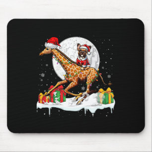 Santa French Bulldog Riding Giraffe Christmas Owne Mouse Pad