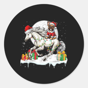 Santa French Bulldog Riding Horse Christmas Owner Classic Round Sticker