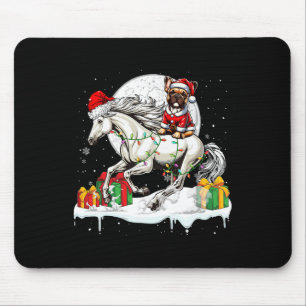Santa French Bulldog Riding Horse Christmas Owner Mouse Pad